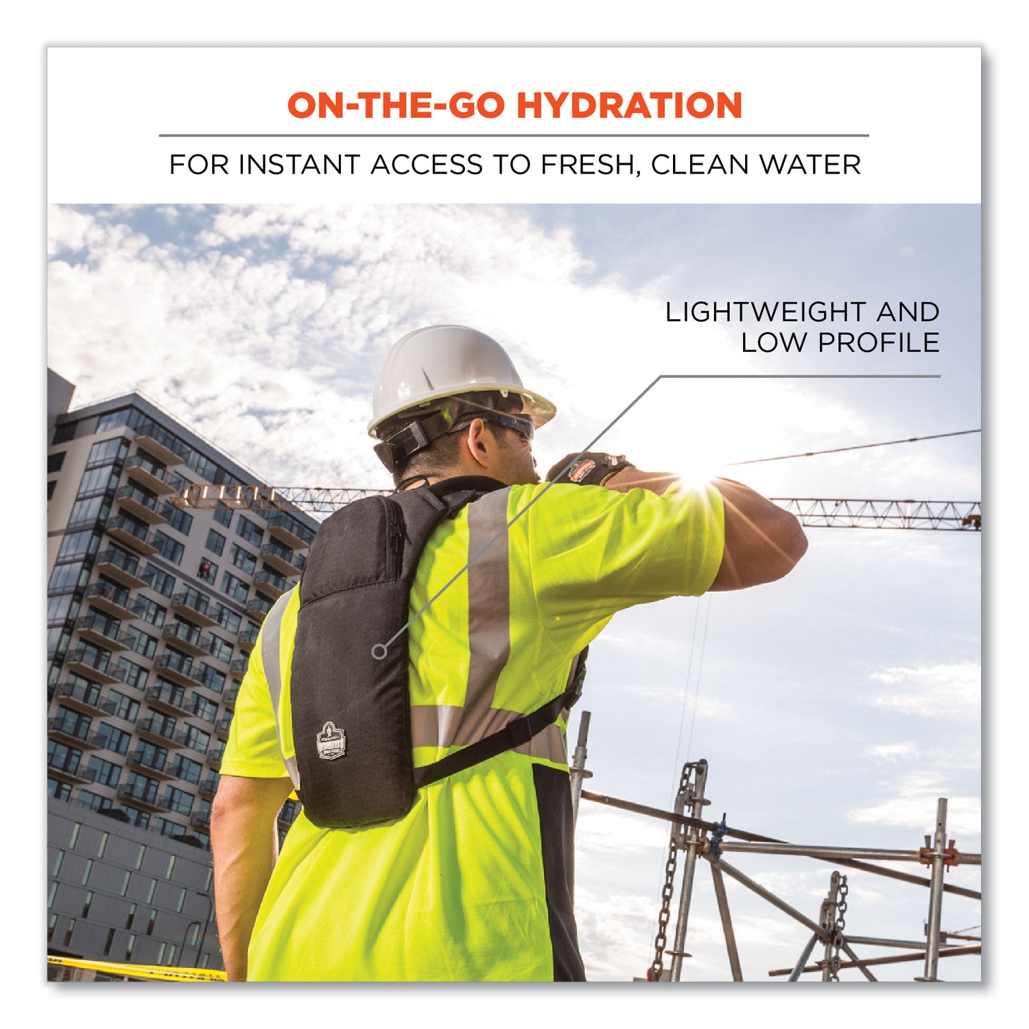 ergodyne Chill-Its 5155 Low Profile Hydration Pack, 2 L, Black (13155)