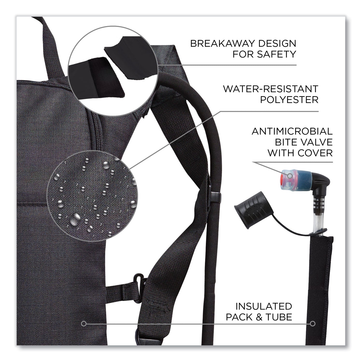 ergodyne Chill-Its 5155 Low Profile Hydration Pack, 2 L, Black (13155)