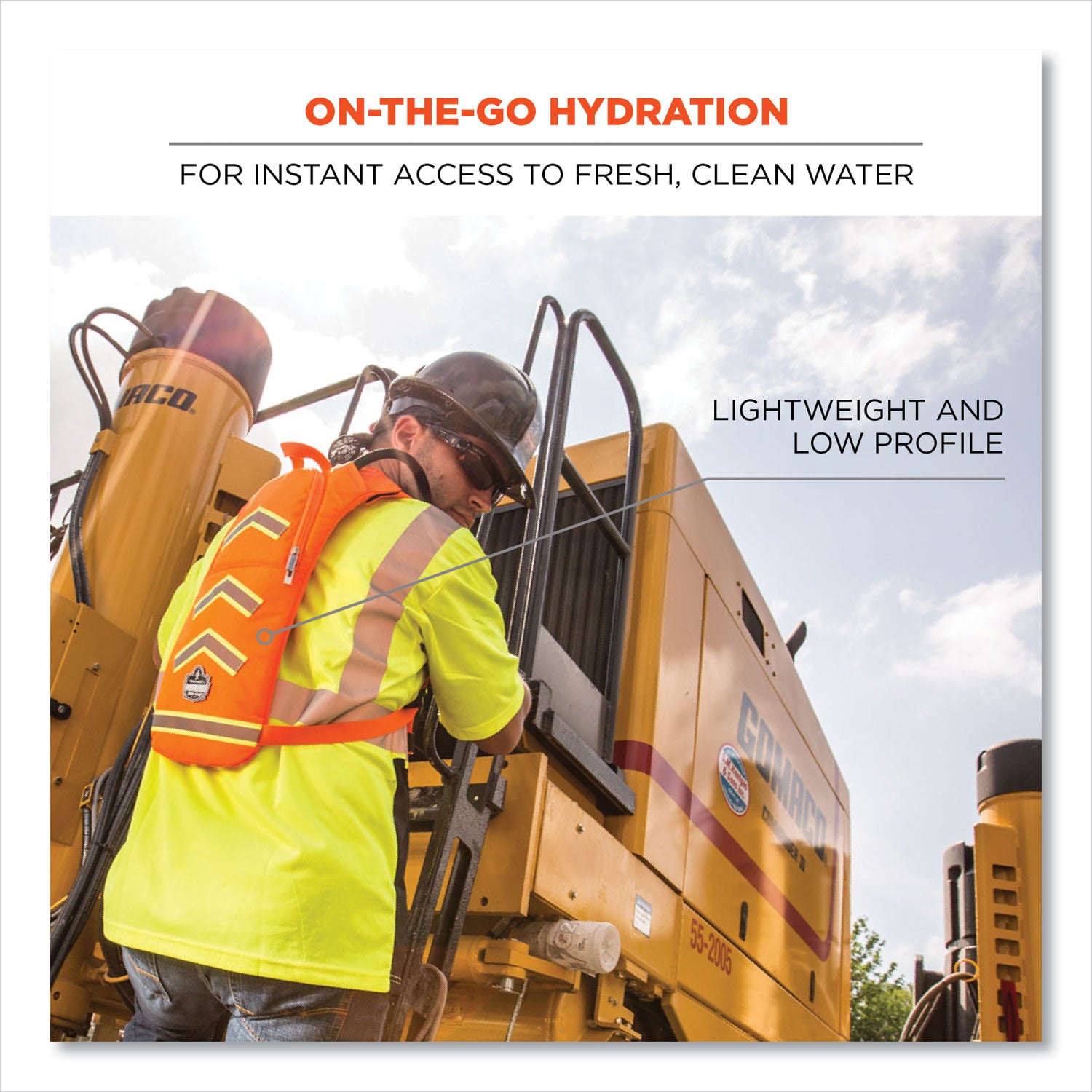 ergodyne Chill-Its 5155 Low Profile Hydration Pack, 2 L, Hi-Vis Lime (13156)