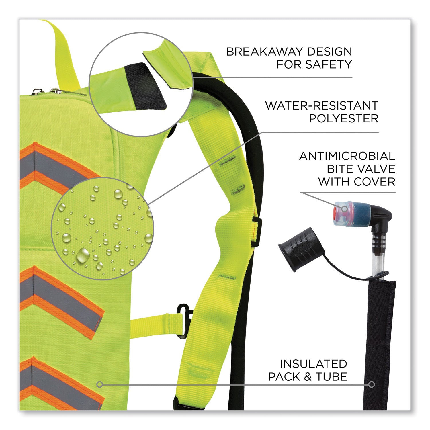 ergodyne Chill-Its 5155 Low Profile Hydration Pack, 2 L, Hi-Vis Lime (13156)