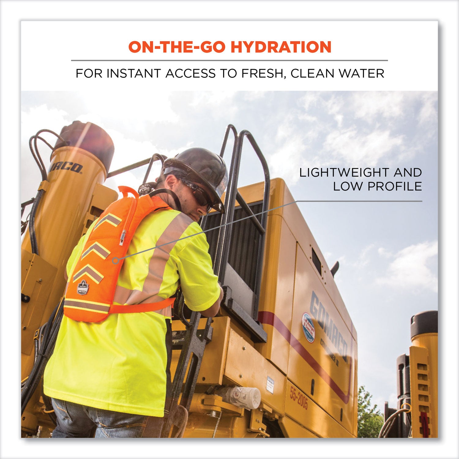 ergodyne Chill-Its 5155 Low Profile Hydration Pack, 2 L, Hi-Vis Orange (13157)