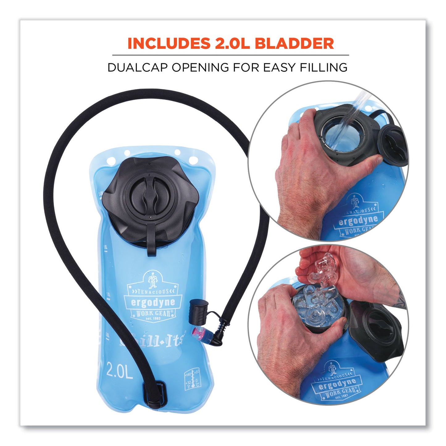 ergodyne Chill-Its 5155 Low Profile Hydration Pack, 2 L, Hi-Vis Orange (13157)