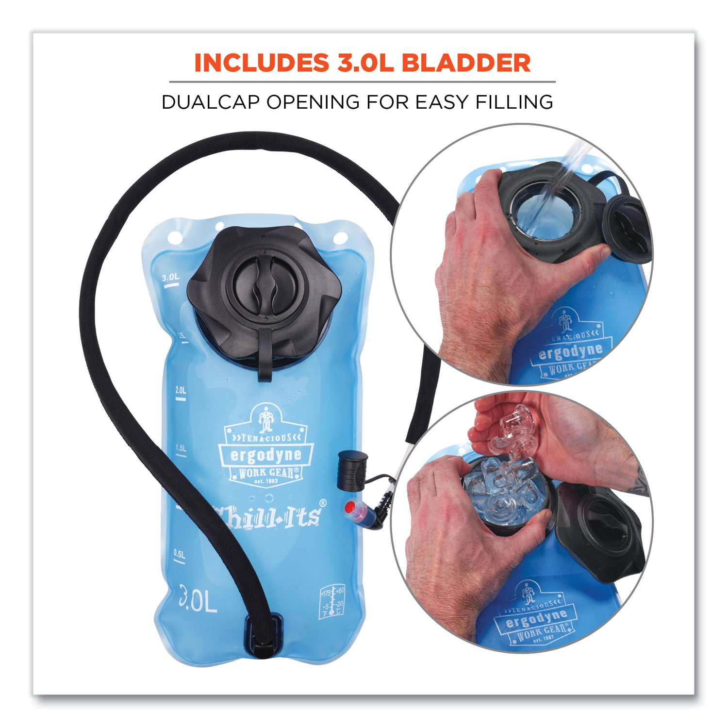 ergodyne Chill-Its 5156 Low Profile Hydration Pack, 3 L, Black (13161)