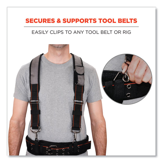 ergodyne Arsenal 5560 Padded Tool Belt Suspenders, 36" to 48" Waist, 3" Wide, Polyester, Gray (13665)