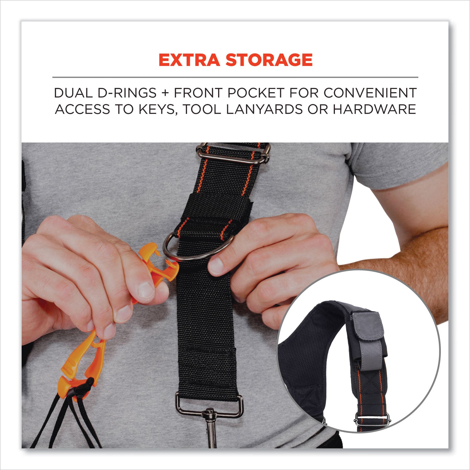 ergodyne Arsenal 5560 Padded Tool Belt Suspenders, 36" to 48" Waist, 3" Wide, Polyester, Gray (13665)