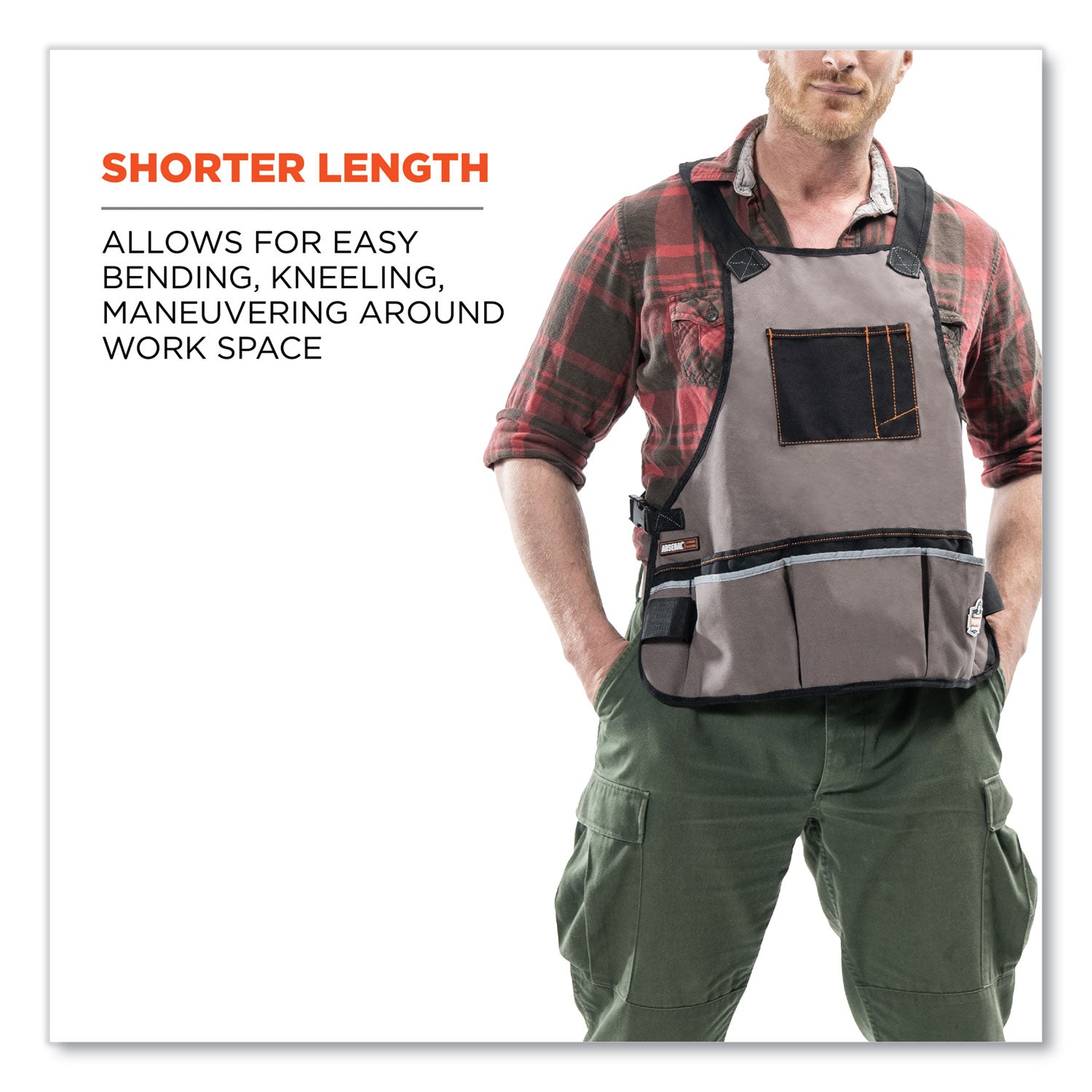 ergodyne Arsenal 5700 16-Pocket Apron, 16 Compartments, 20.8 x 23.6, Canvas, Gray (13690)