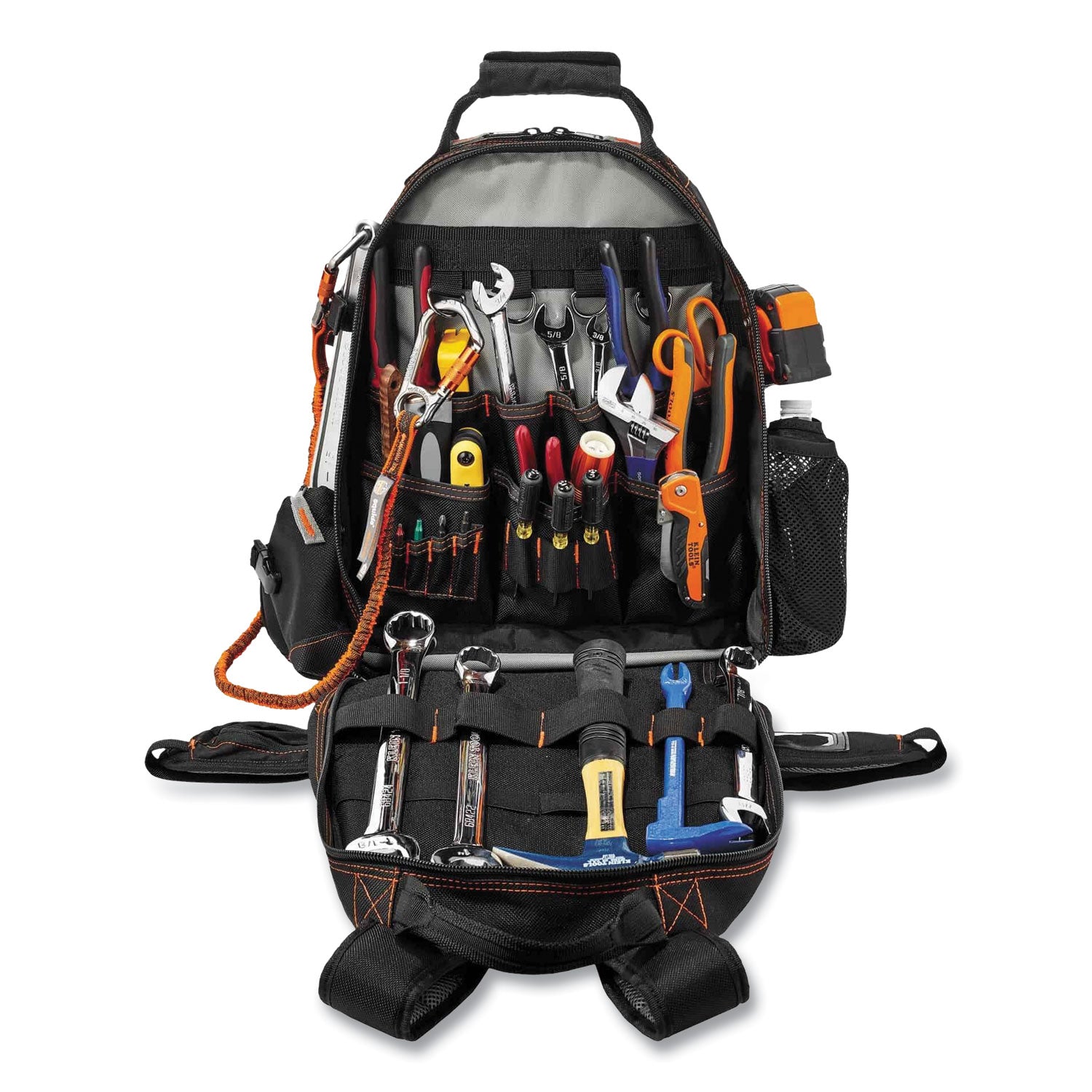 ergodyne Arsenal 5843 Tool Backpack Dual Compartment, 26 Compartments, 8.5 x 13.5 x 18, Ballistic Polyester, Black/Gray (13743)