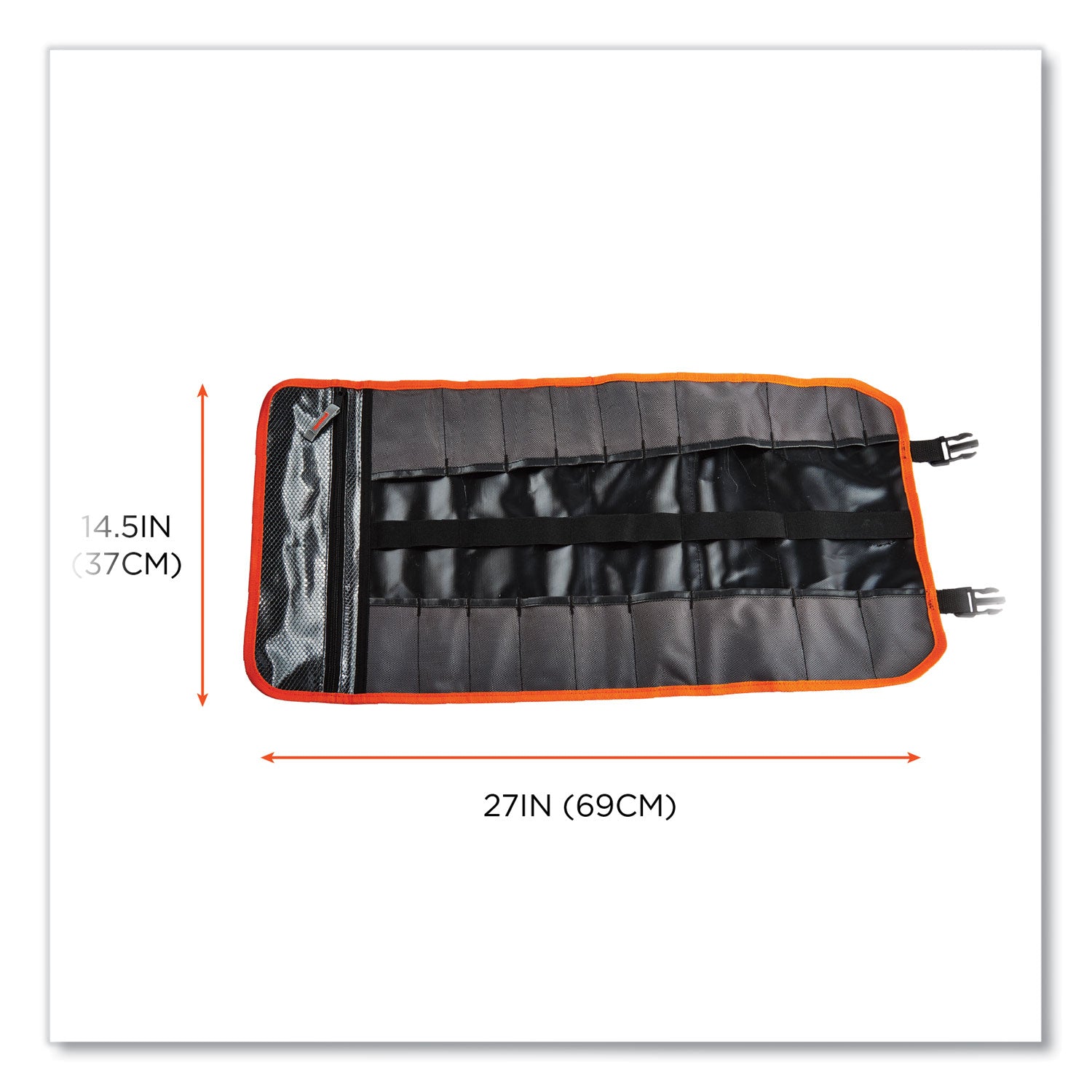 ergodyne Arsenal 5871 Polyester Tool Roll Up, 21 Compartments, 27 x 14, Polyester, Black (13771)