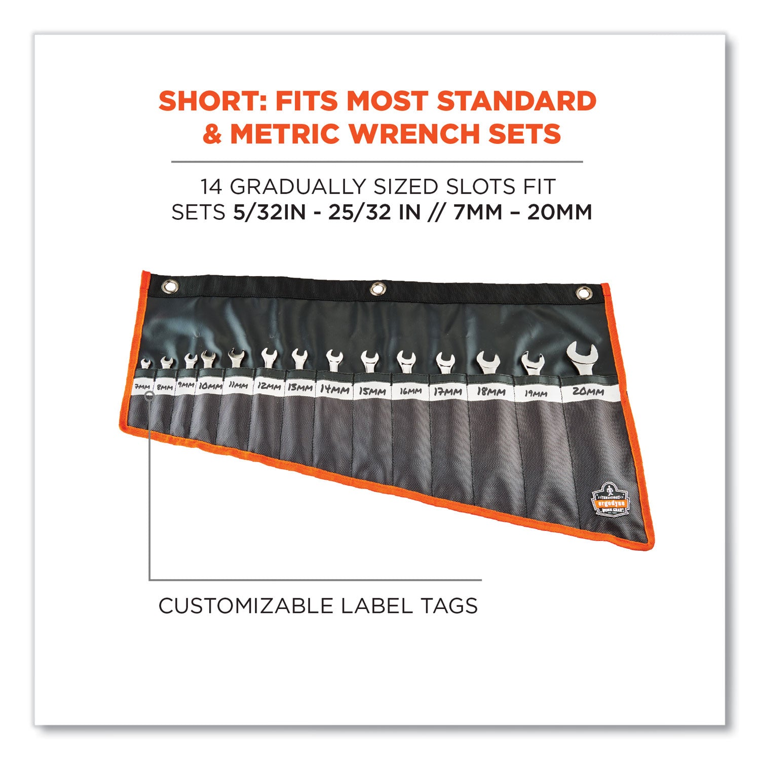 ergodyne Arsenal 5873 Polyester Wrench Roll Up, 14 Compartments, 26.5 x 16.5, Polyester, Black (13775)