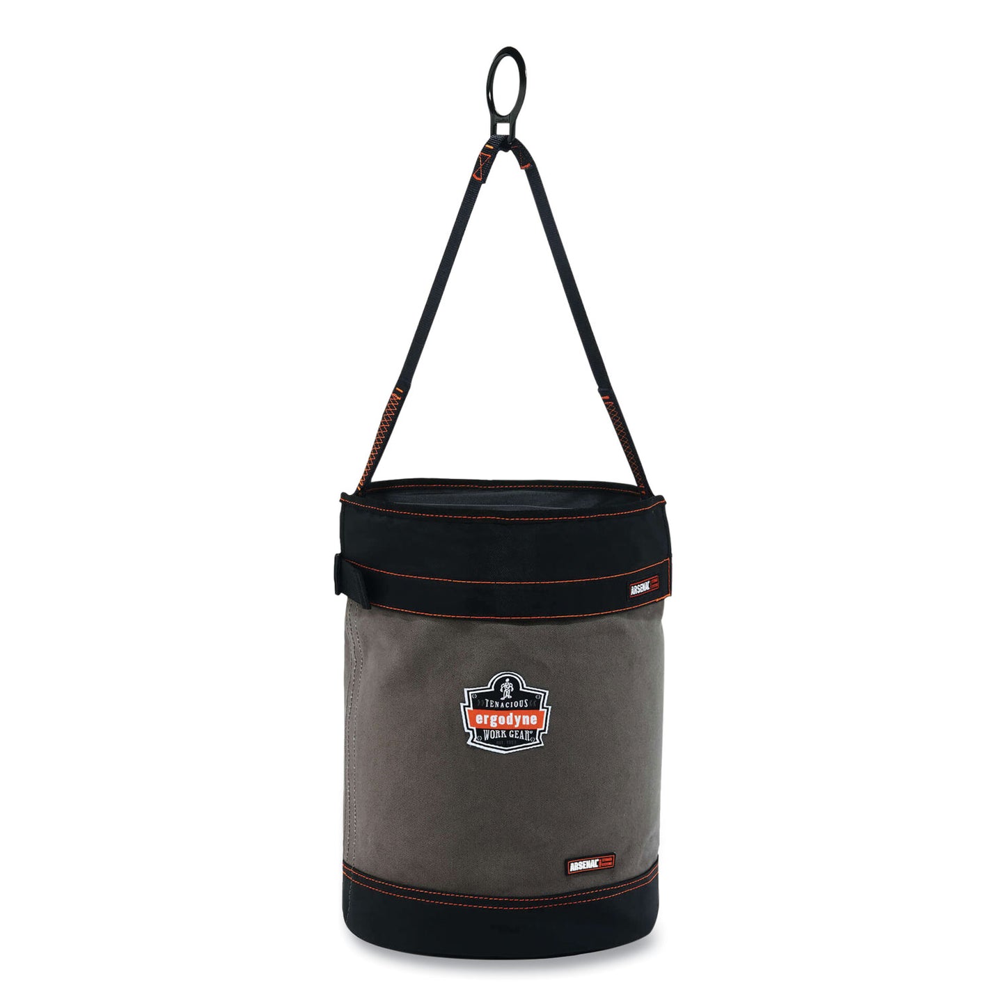 ergodyne Arsenal 5960T Canvas Hoist Bucket and Top with D-Rings, 12.5 x 12.5 x 17, Gray (14860)