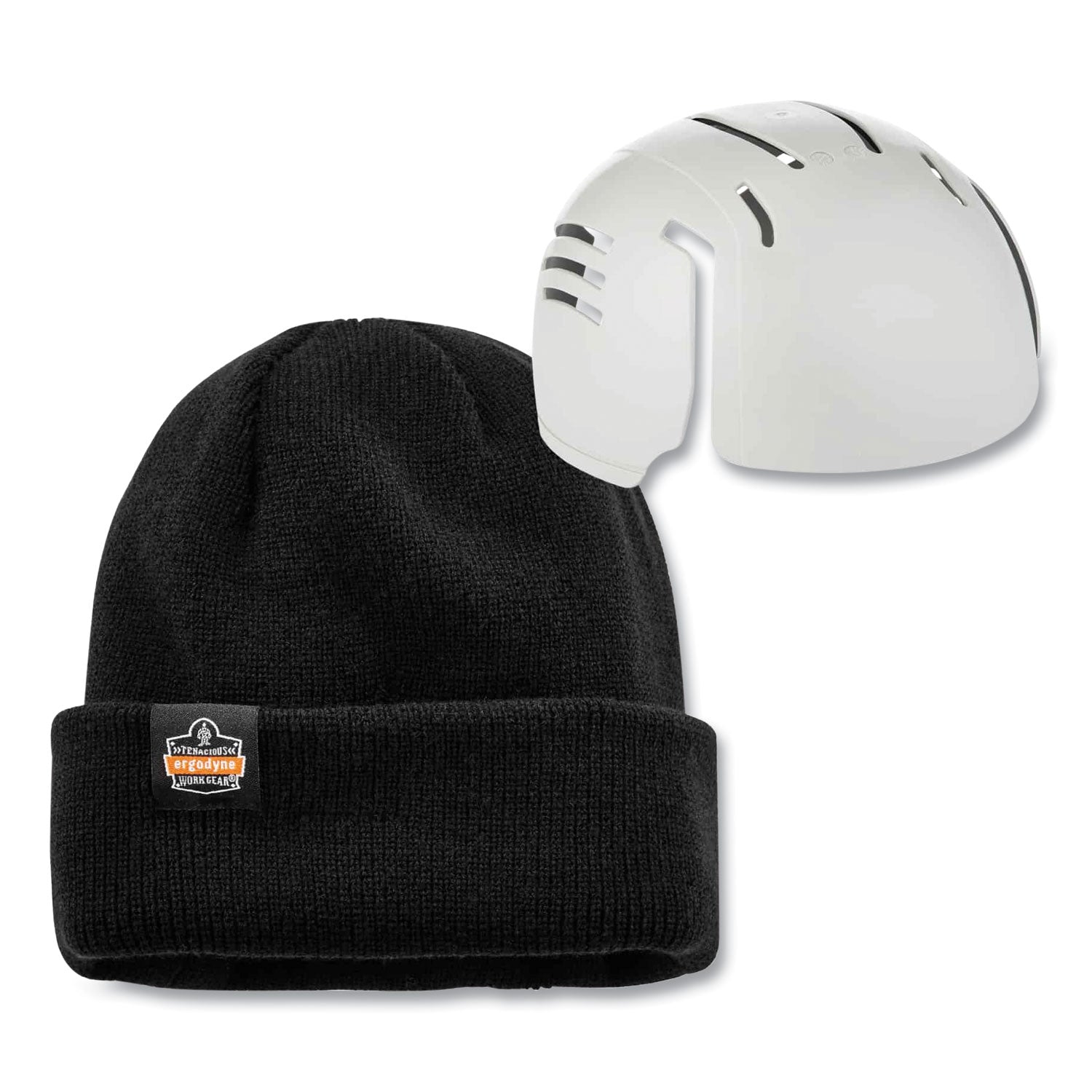 ergodyne N-Ferno 6811ZI Rib Knit Hat + Bump Cap Insert, One Size Fits Most, Black (16811)