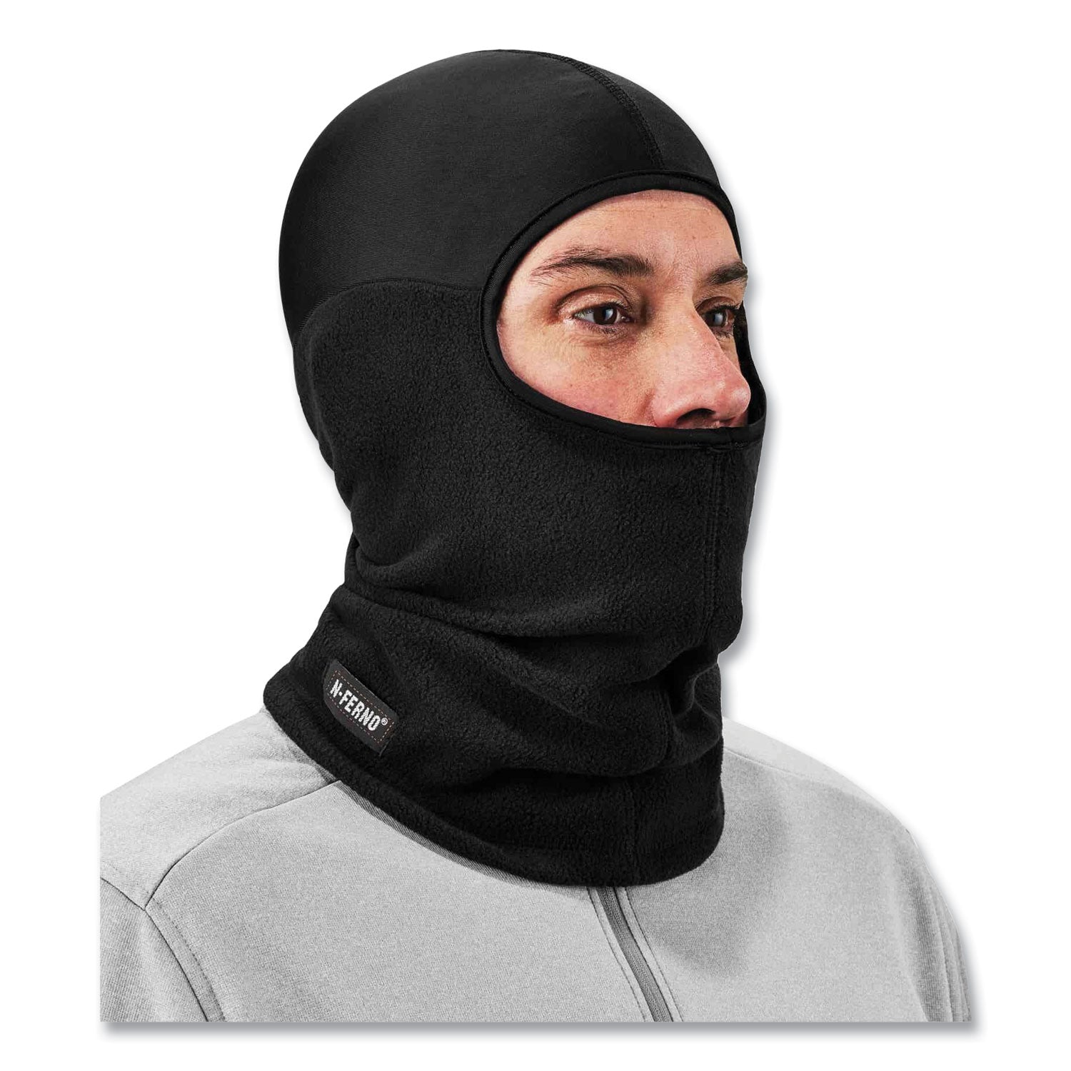 ergodyne N-Ferno 6822 Balaclava Spandex Top Face Mask, Spandex/Fleece, One Size Fits Most, Black (16822)