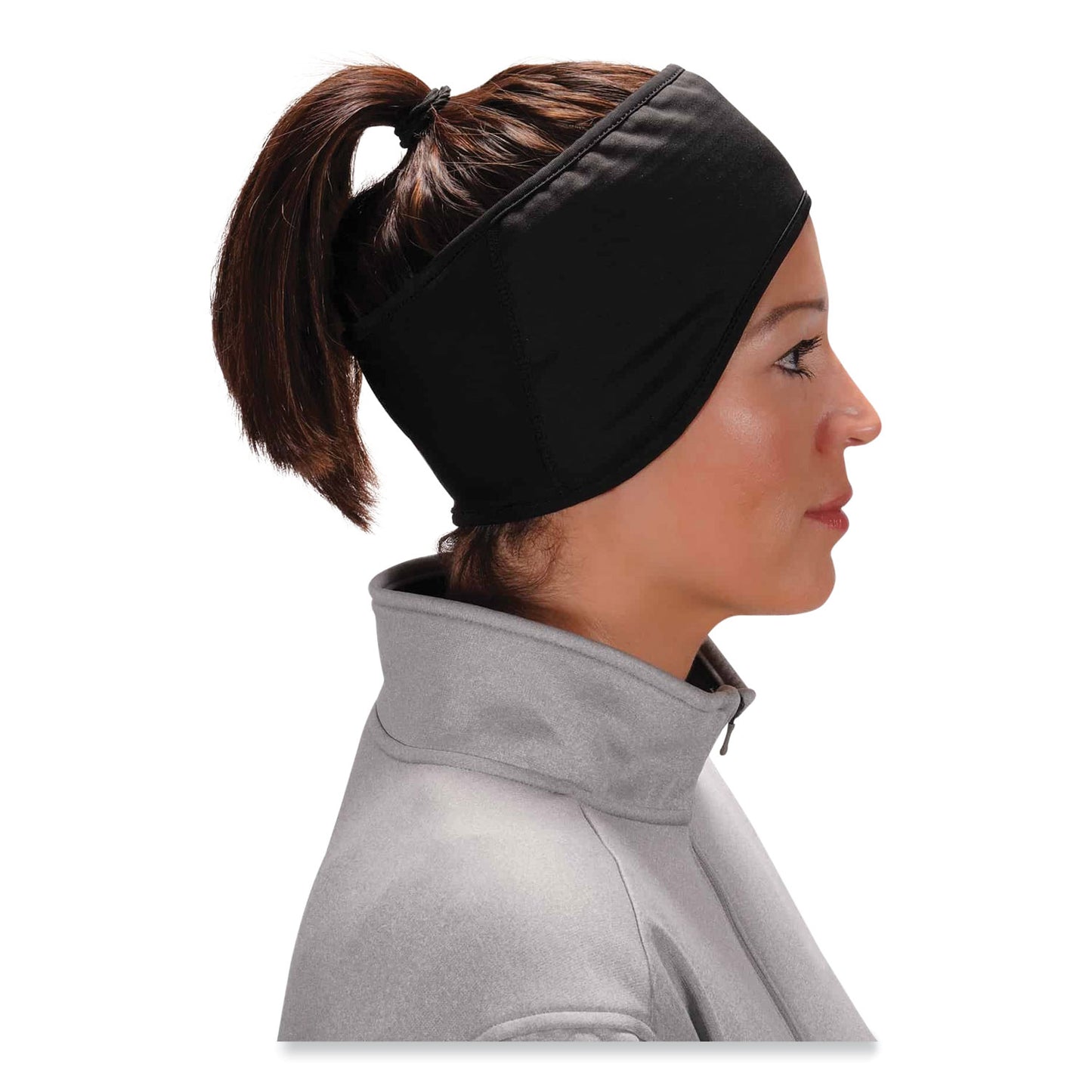 ergodyne N-Ferno 6887 2-Layer Winter Headband, Spandex/Fleece, One Size Fits Most, Black (16887)