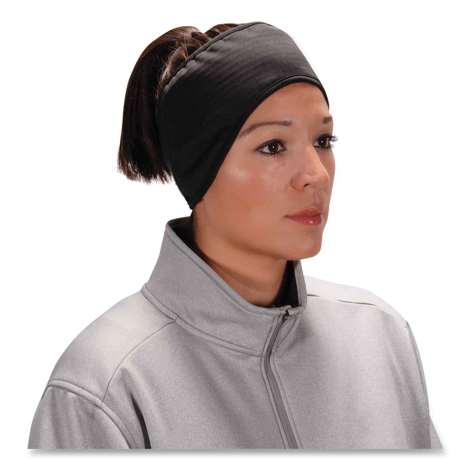 ergodyne N-Ferno 6887 2-Layer Winter Headband, Spandex/Fleece, One Size Fits Most, Black (16887)