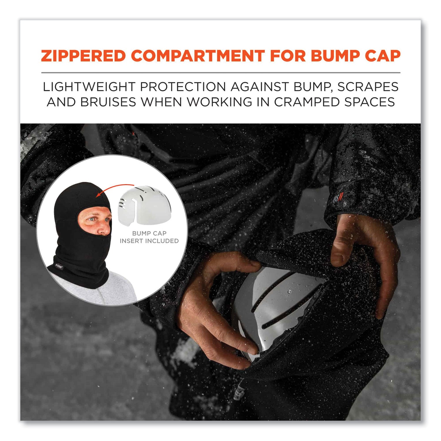 ergodyne N-Ferno 6893ZI Balaclava + Bump Cap Insert, One Size Fits Most, Black (16893)