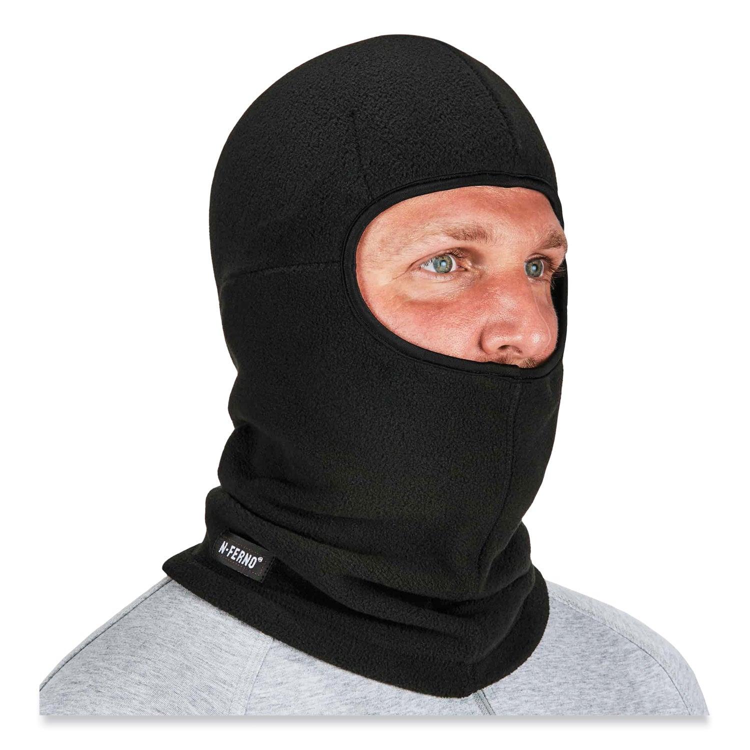 ergodyne N-Ferno 6893Z Balaclava with Zipper for Bump Cap Insert, Polyester Fleece, One Size Fit Most, Black (16894)