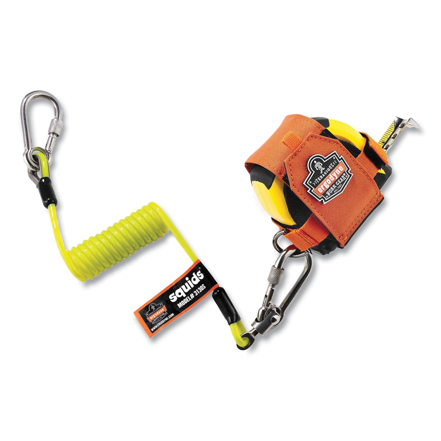 ergodyne Squids 3190 Tape Measure Tethering Kit, 2 lb Max Working Capacity, 6.5" to 48" Long, Lime/Black (19660)