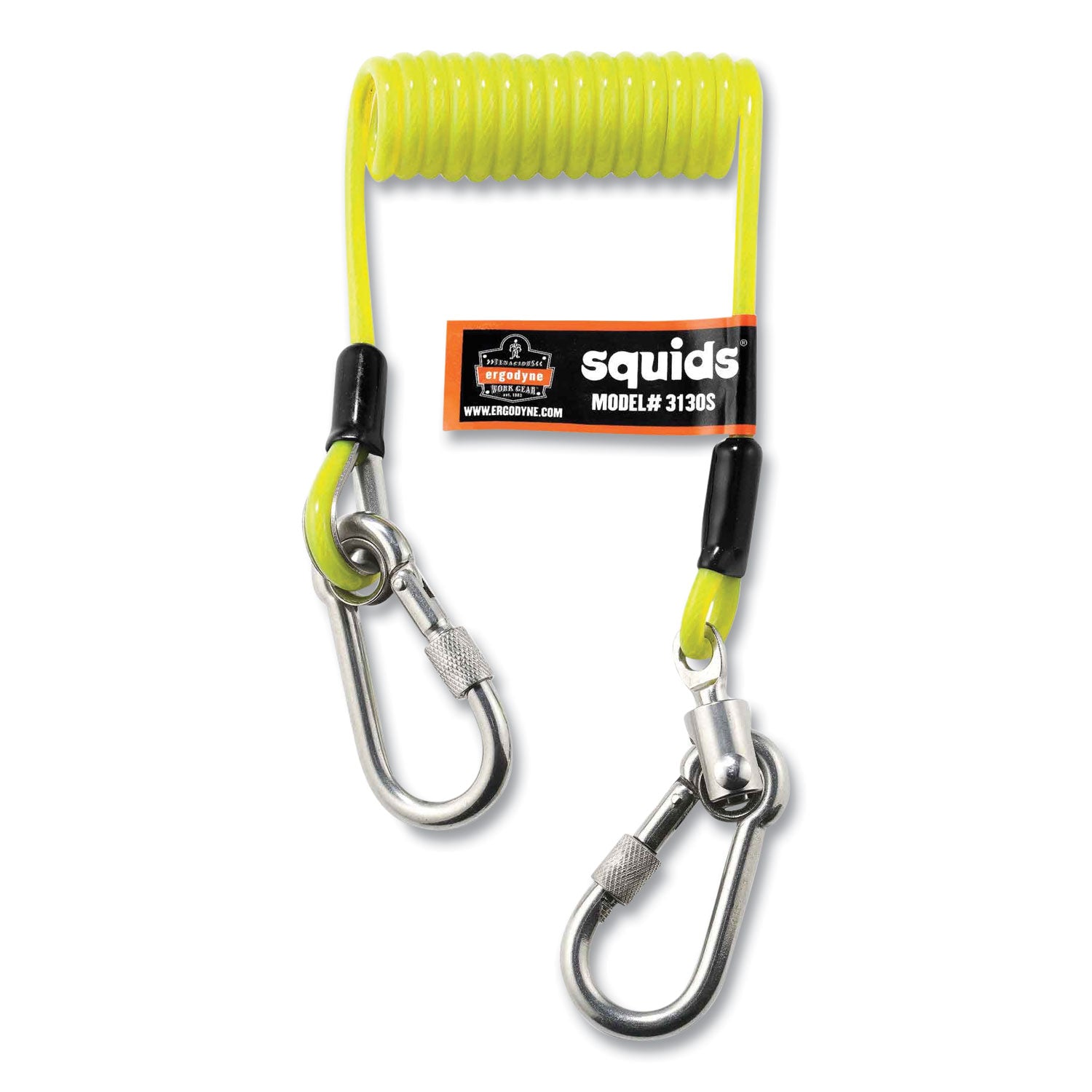 ergodyne Squids 3190 Tape Measure Tethering Kit, 2 lb Max Working Capacity, 6.5" to 48" Long, Lime/Black (19660)