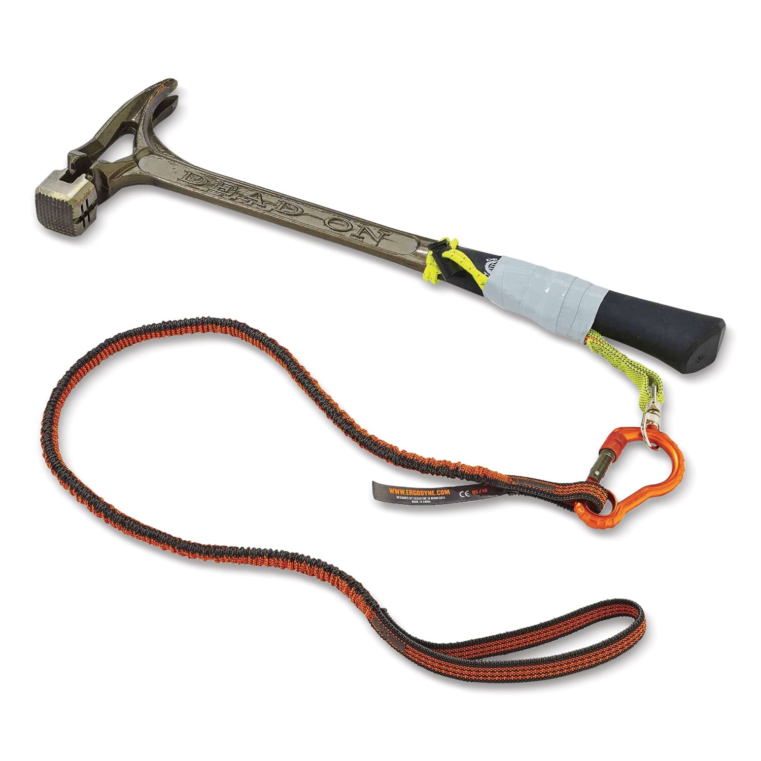 ergodyne Squids 3100F(x) Tool Lanyard with Aluminum Carabiner + Loop, 10 lb Max Working Capacity, 38" to 48" Long, Orange/Gray (19802)