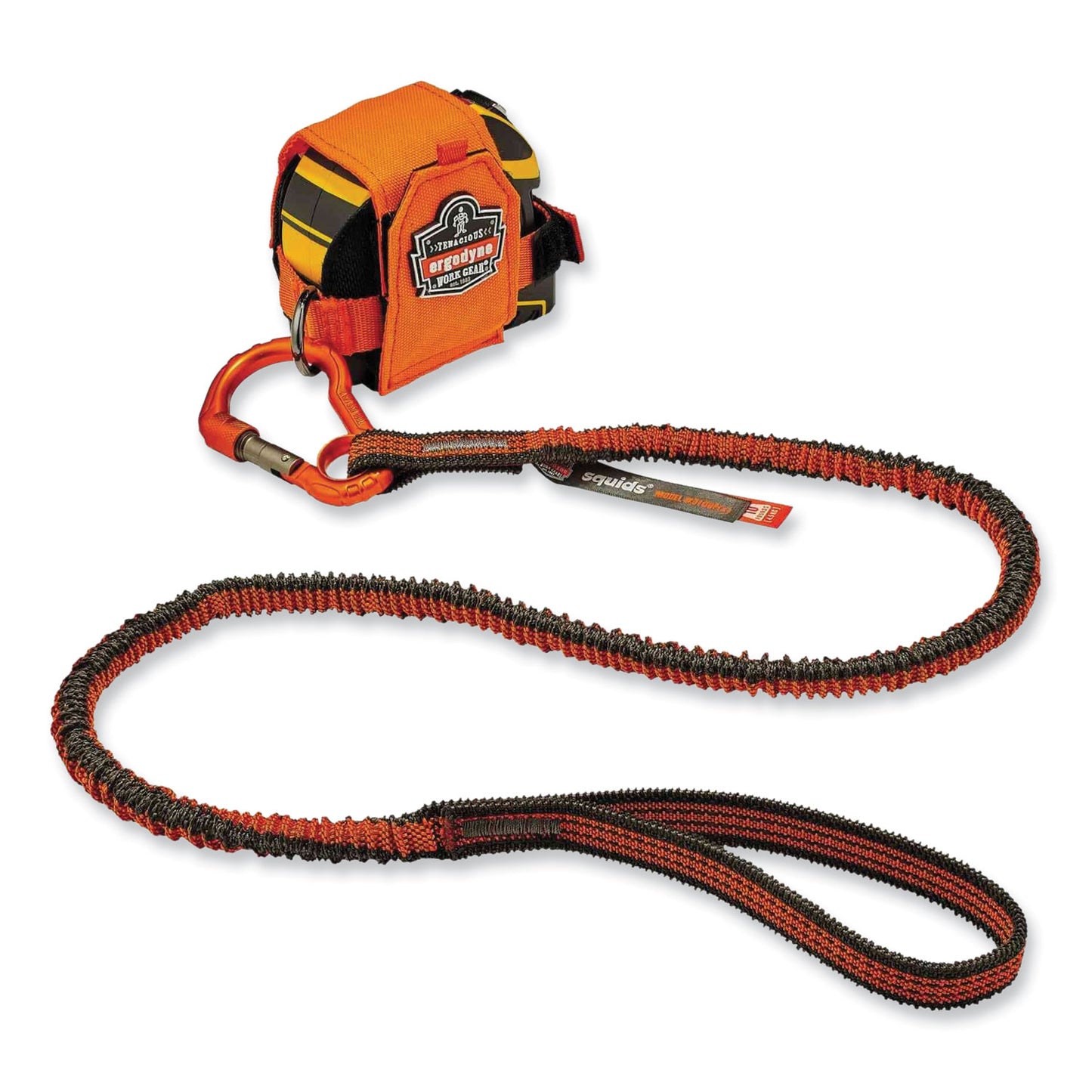 ergodyne Squids 3100F(x) Tool Lanyard with Aluminum Carabiner + Loop, 10 lb Max Working Capacity, 38" to 48" Long, Orange/Gray (19802)