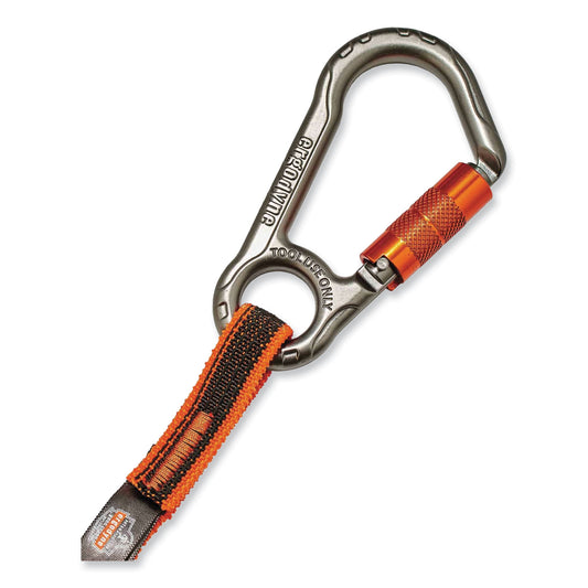 ergodyne Squids 3108F(x)Tool Lanyard with Locking Aluminum Carabiner + Loop, 15 lb Max Working Capacity, 38" to 48" Long, Orange/Gray (19808)