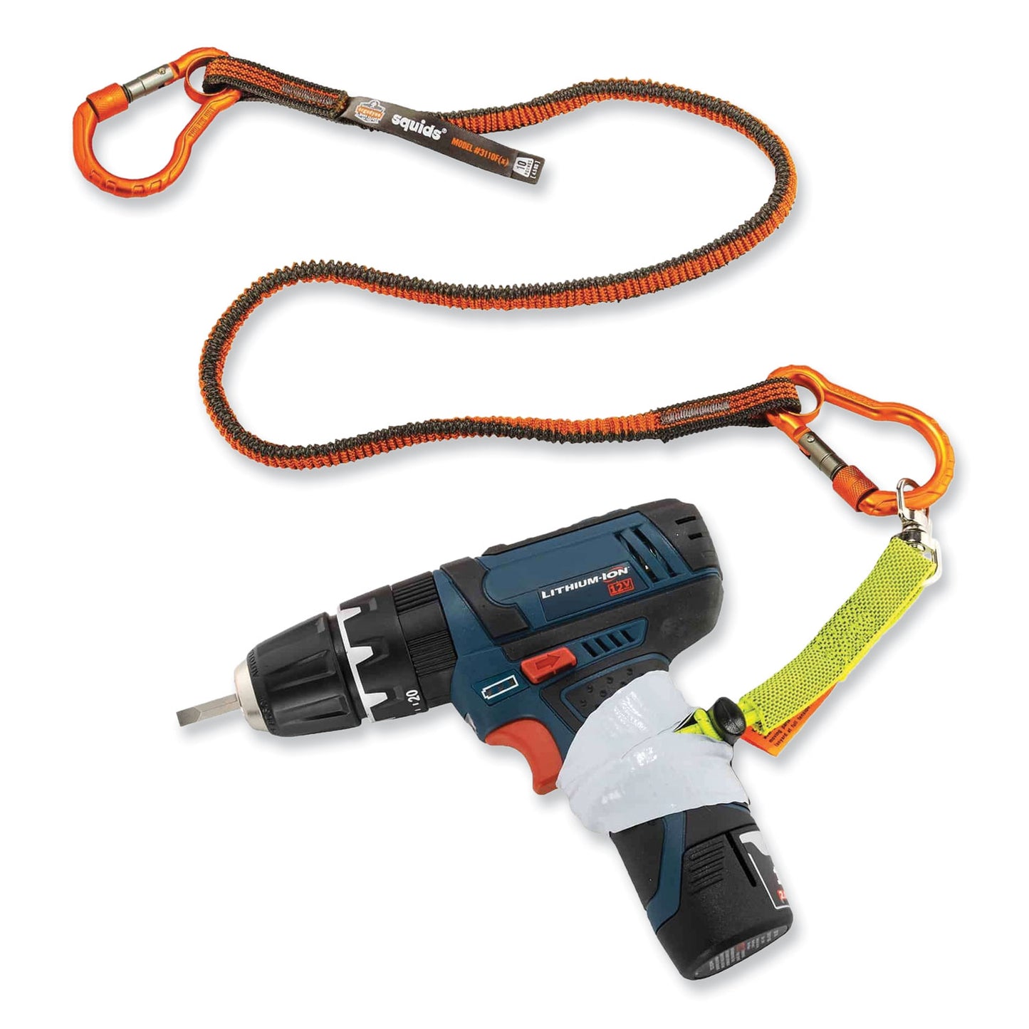 ergodyne Squids 3110F(x) Tool Lanyard with Aluminum Carabiners, 10 lb Max Working Capacity, 38" to 48" Long, Orange/Gray (19822)