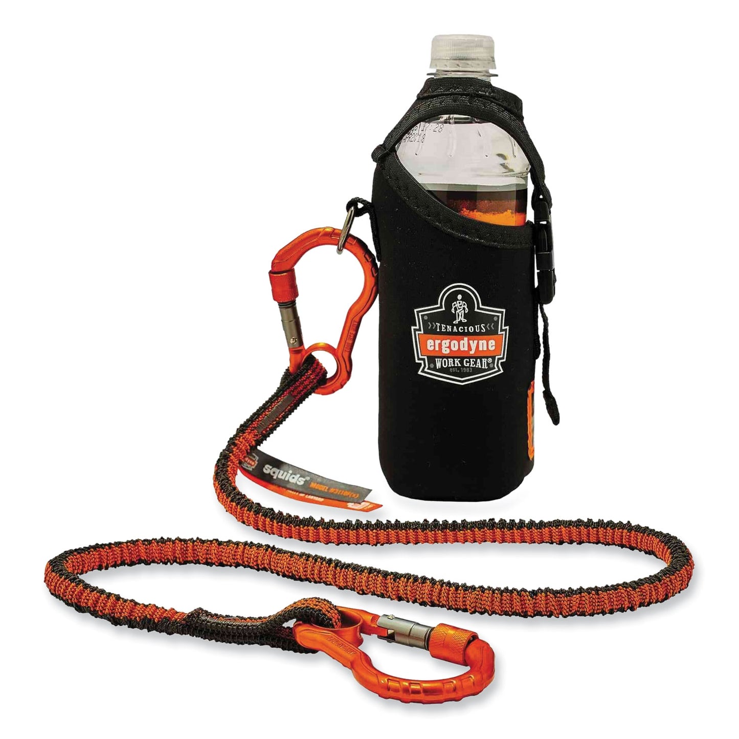 ergodyne Squids 3110F(x) Tool Lanyard with Aluminum Carabiners, 10 lb Max Working Capacity, 38" to 48" Long, Orange/Gray (19822)