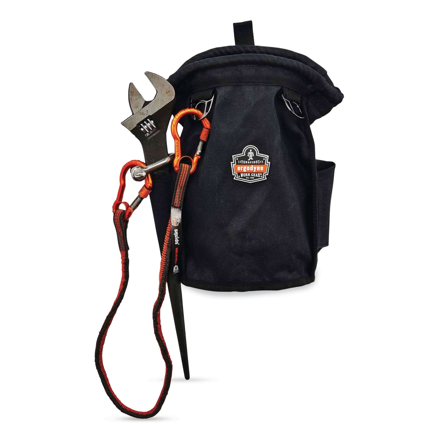 ergodyne Squids 3110F(x) Tool Lanyard with Aluminum Carabiners, 10 lb Max Working Capacity, 38" to 48" Long, Orange/Gray (19822)