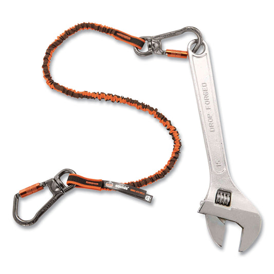 ergodyne Squids 3119F(x) Tool Lanyard with Swiveling Aluminum Carabiners, 25 lb Max Working Capacity, 38" to 48" Long, Orange/Gray (19829)