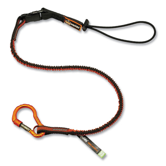 ergodyne Squids 3102F(x) Tool Lanyard with Aluminum Carabiner + Cinch-Loop, 5 lb Max Working Capacity, 38" to 48", Orange/Gray (19864)