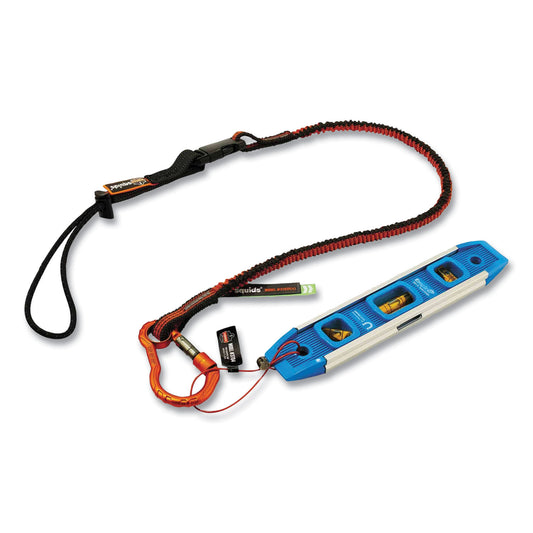 ergodyne Squids 3102F(x) Tool Lanyard with Aluminum Carabiner + Cinch-Loop, 5 lb Max Working Capacity, 38" to 48", Orange/Gray (19864)