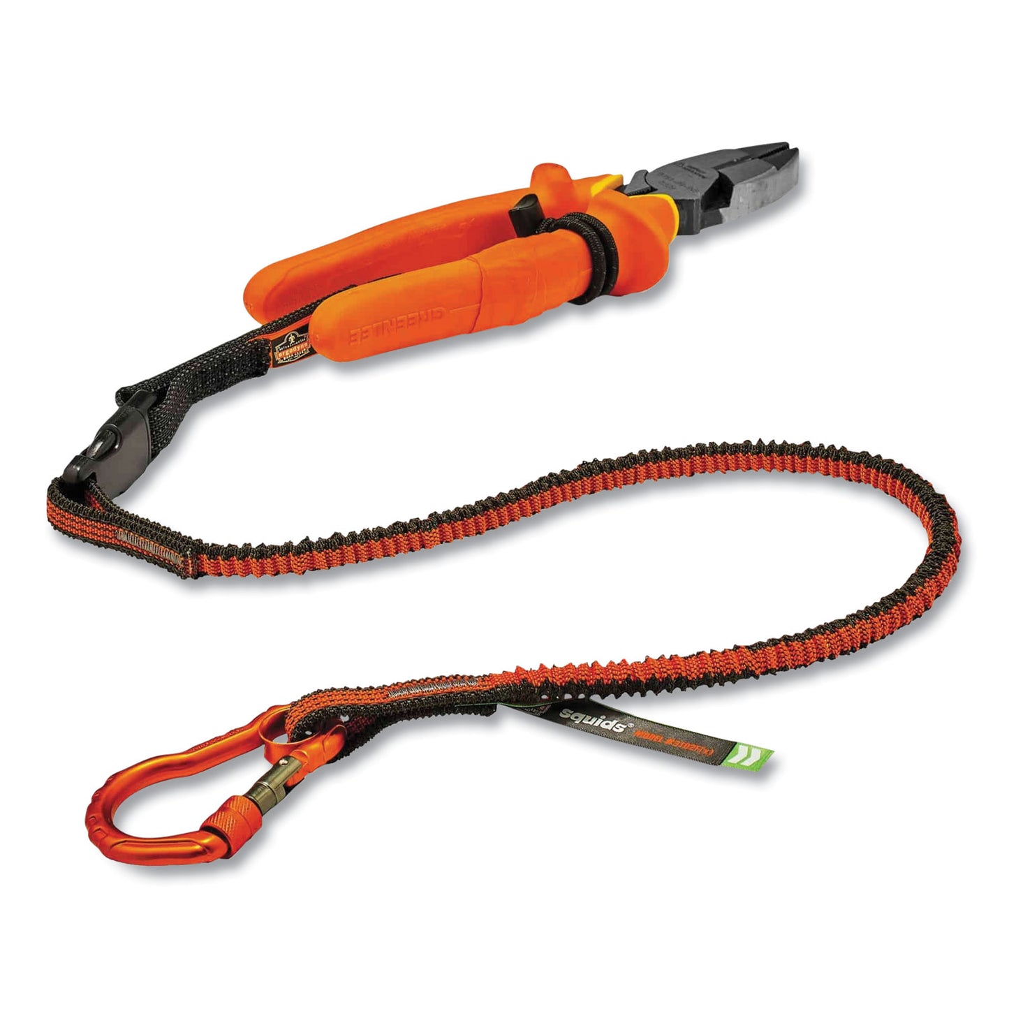 ergodyne Squids 3102F(x) Tool Lanyard with Aluminum Carabiner + Cinch-Loop, 5 lb Max Working Capacity, 38" to 48", Orange/Gray (19864)