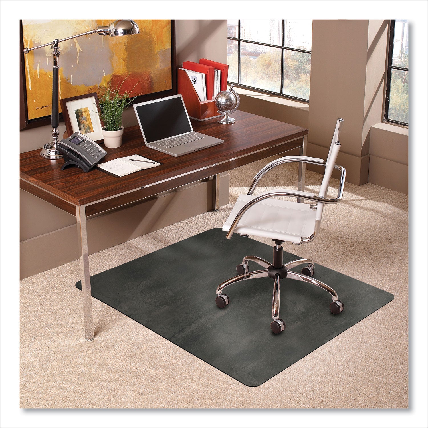 ES Robbins TrendSetter Chair Mat for Medium Pile Carpet, 36 x 48, Pewter (119733)