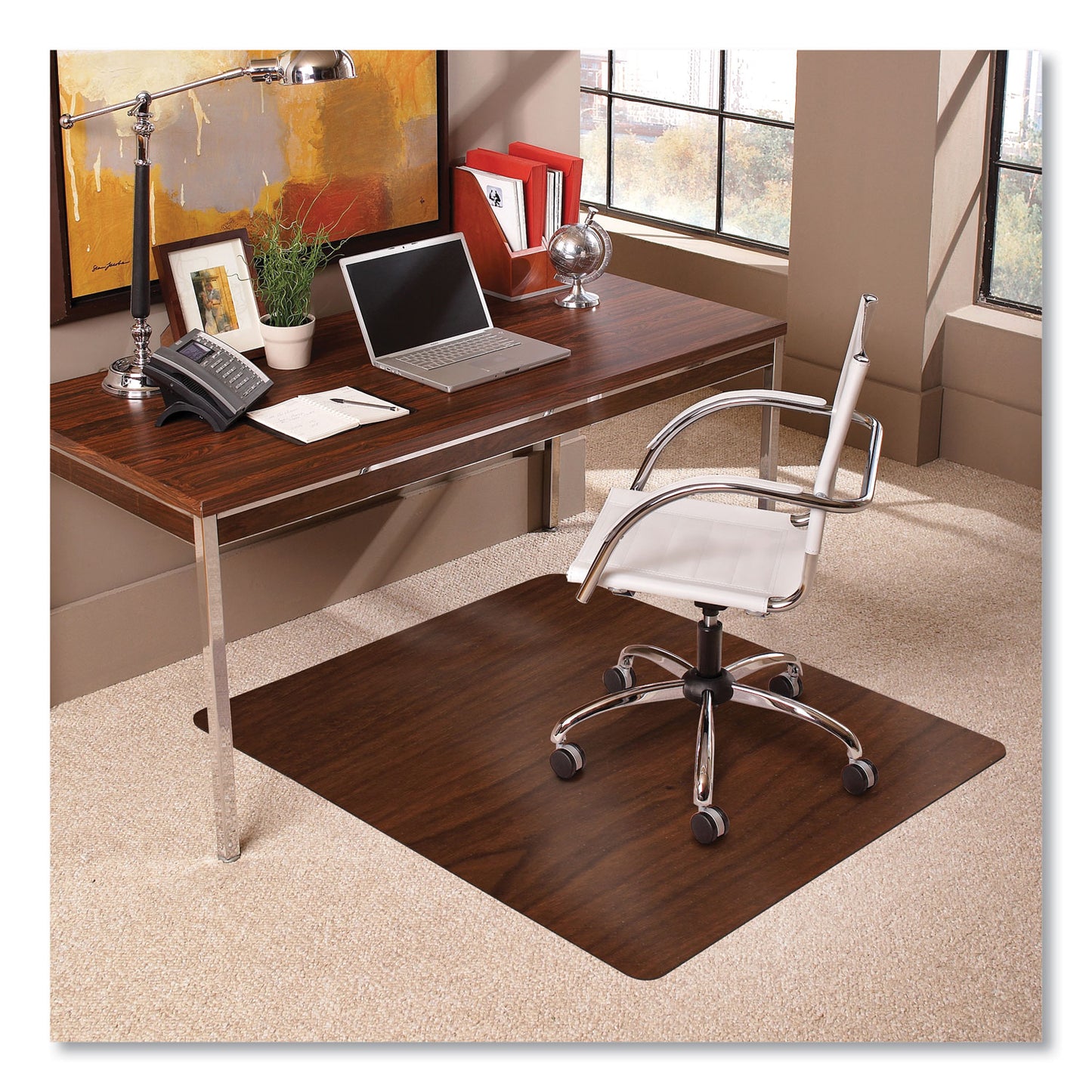 ES Robbins TrendSetter Chair Mat for Medium Pile Carpet, 36 x 48, Cherry (119743)