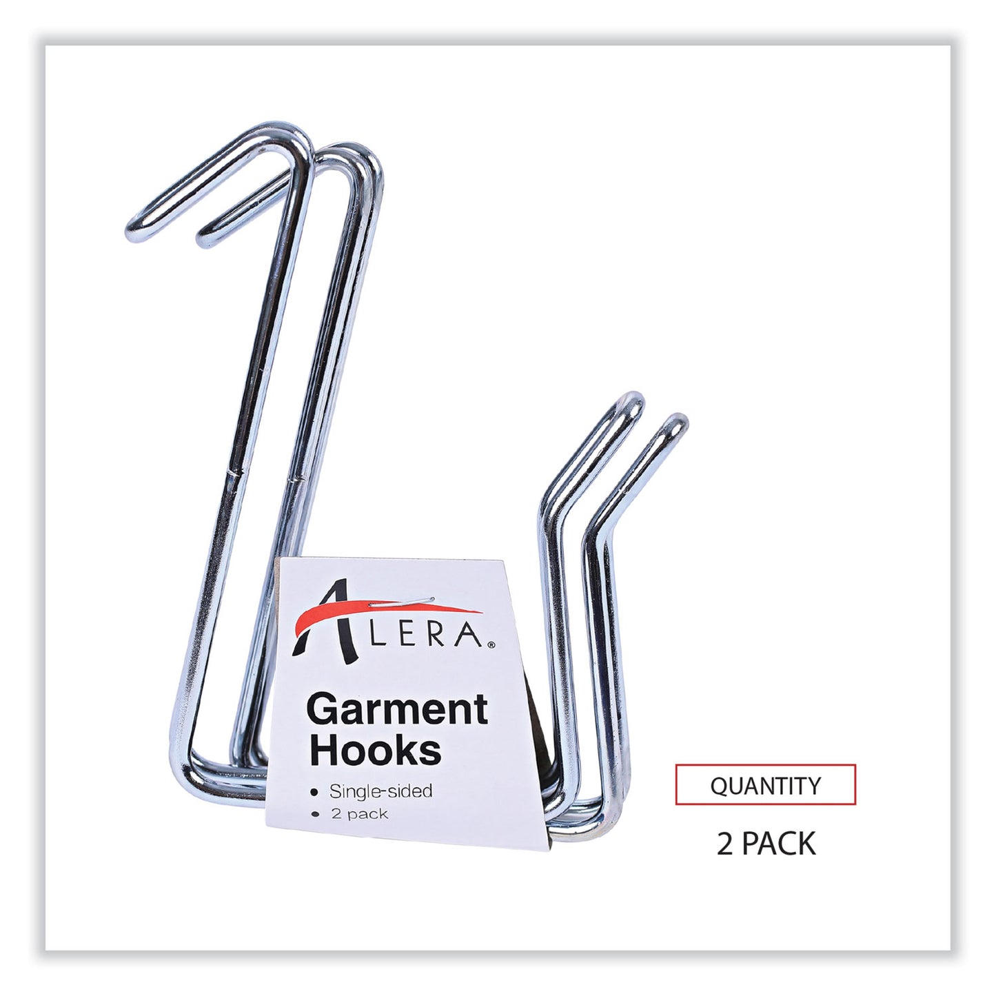 Alera Single Sided Partition Garment Hook, Steel, 0.5 x 3.13 x 4.75, Over-the-Door/Over-the-Panel Mount, Silver, 2/Pack (CH1SR)