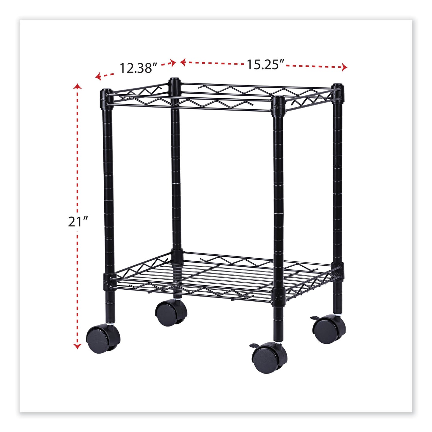 Alera Compact File Cart for Side-to-Side Filing, Metal, 1 Shelf, 1 Bin, 15.25" x 12.38" x 21", Black (FW601416BL)