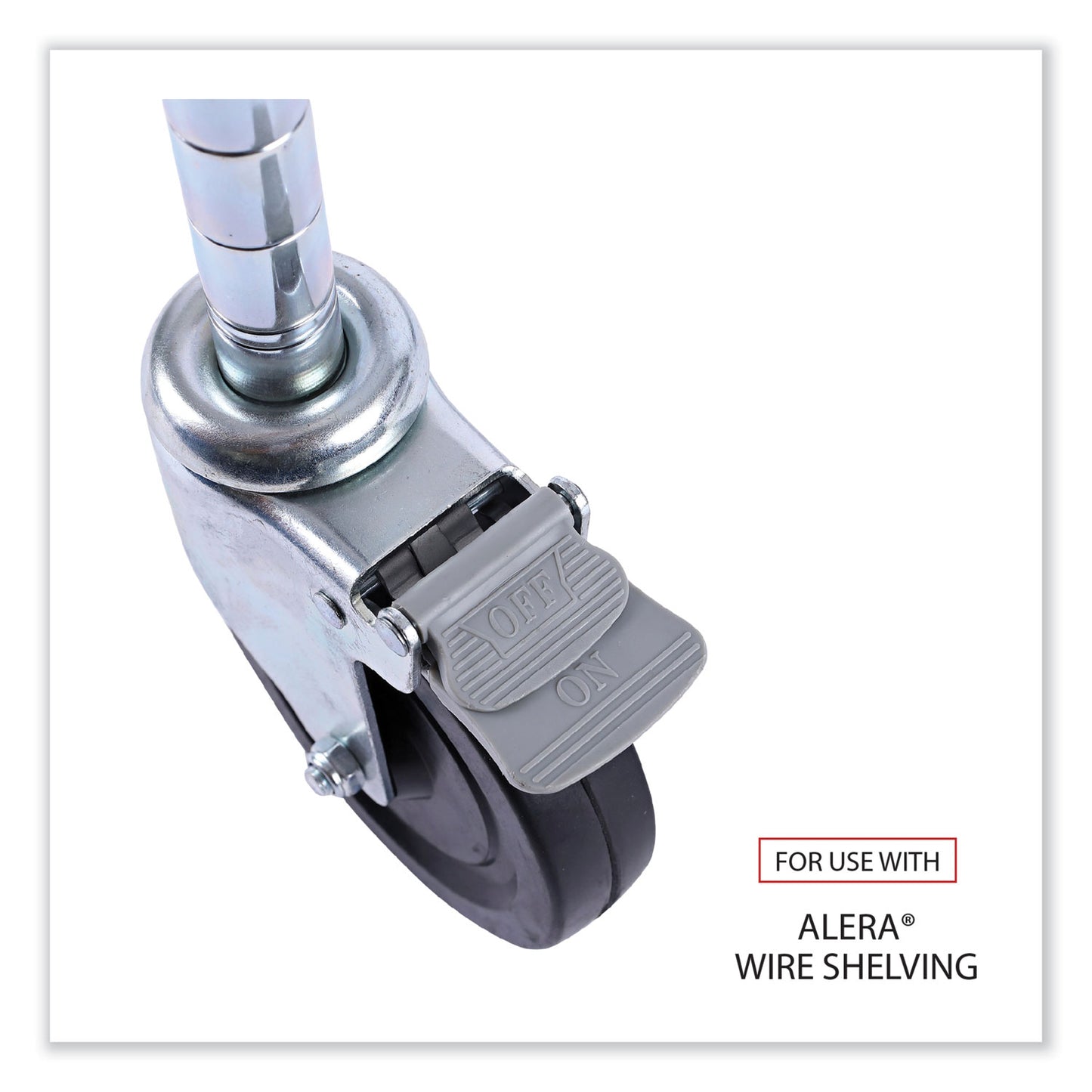 Alera Optional Casters for Wire Shelving, Hooded Design with Integrated Bumpers, Grip Ring Stem, 5" Wheel, Black, 4/Set (2 Locking) (SW590004)