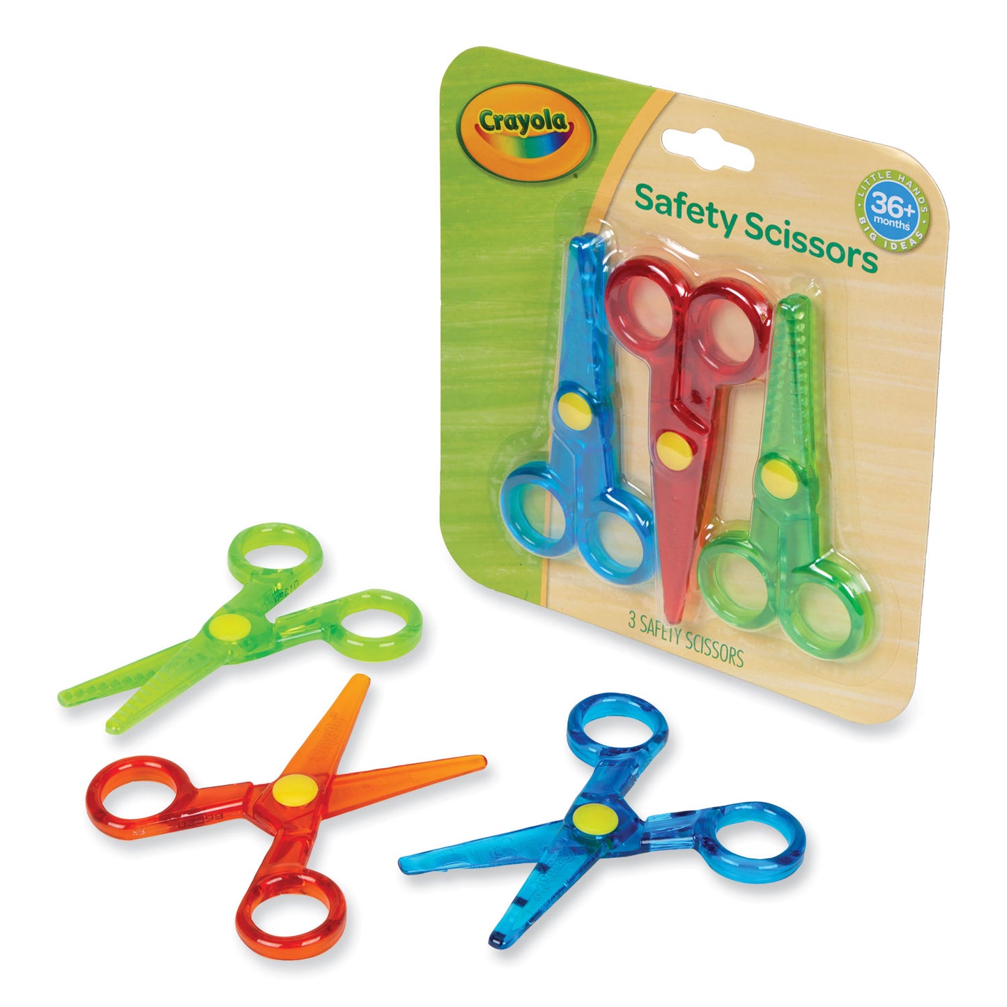 Crayola Safety Scissors, Rounded Tip, Straight Assorted Color Handles, 3/Pack (811458)