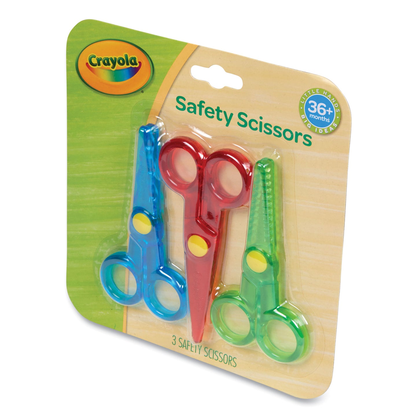 Crayola Safety Scissors, Rounded Tip, Straight Assorted Color Handles, 3/Pack (811458)