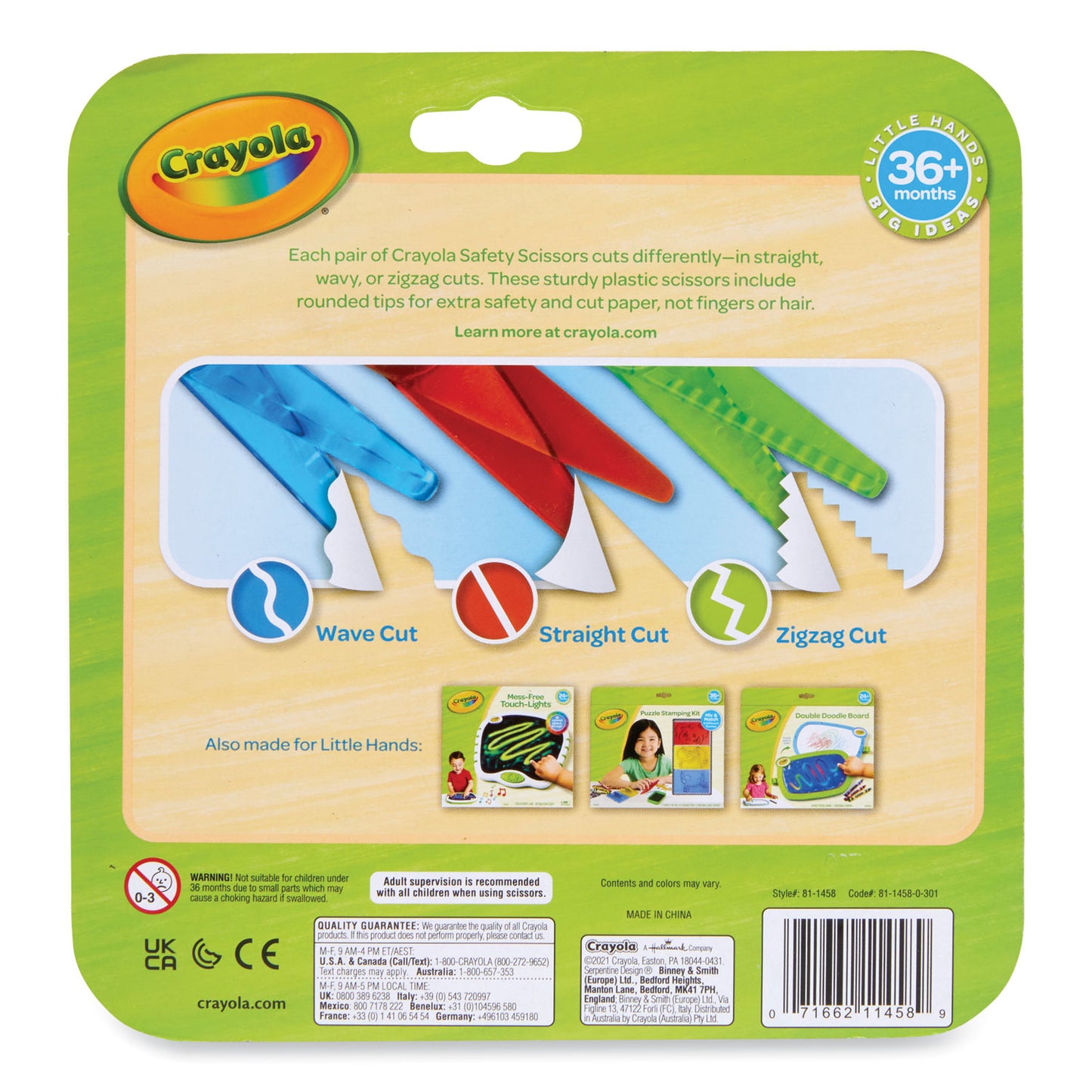 Crayola Safety Scissors, Rounded Tip, Straight Assorted Color Handles, 3/Pack (811458)