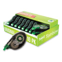 Tombow MONO Correction Tape, Gray/Clear Applicator, 0.17" x 394", White Tape, 10/Pack (68720)