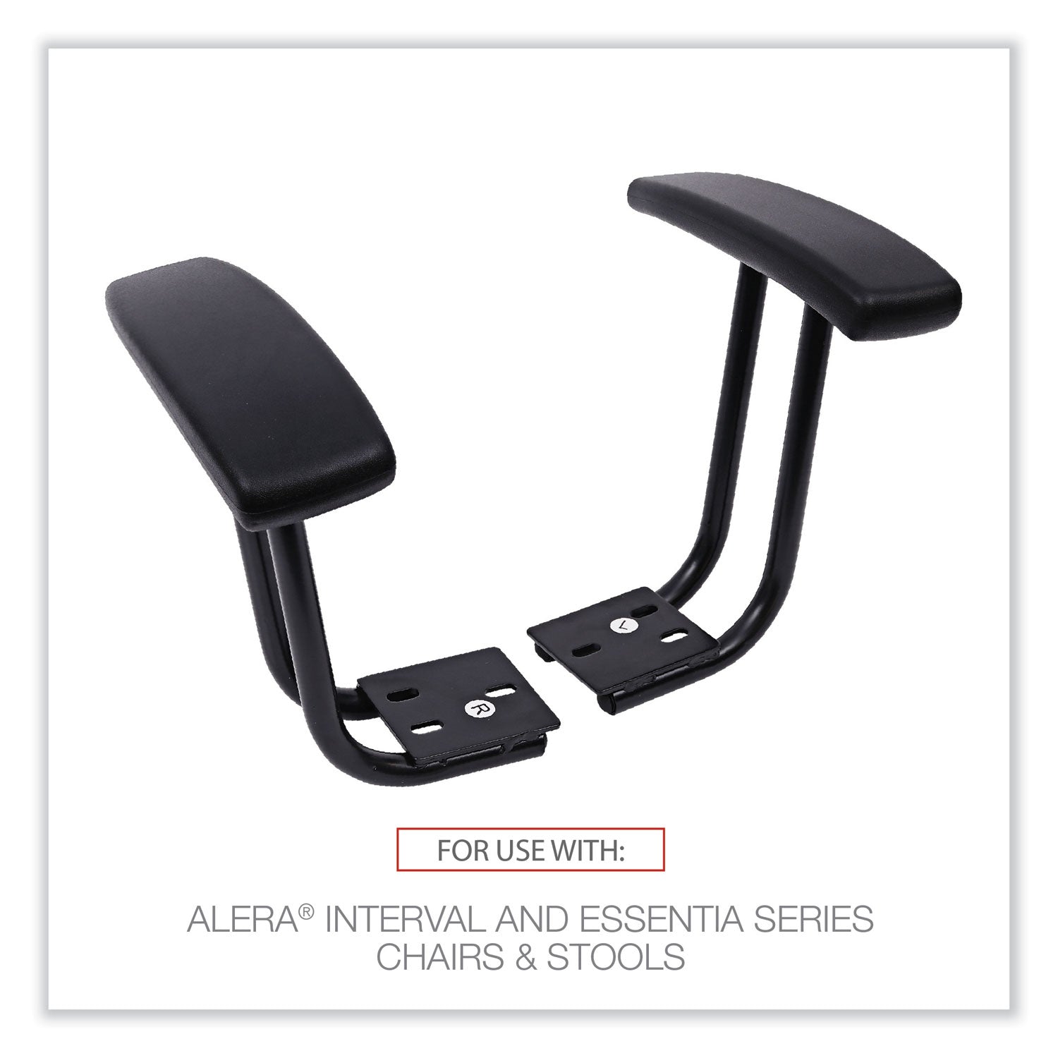 Optional Fixed Height T-Arms for Alera Essentia and Interval Series Chairs, Black, 2/Set (IN49AKB10B)