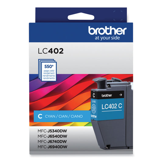 Brother LC402CS Ink, 550 Page-Yield, Cyan