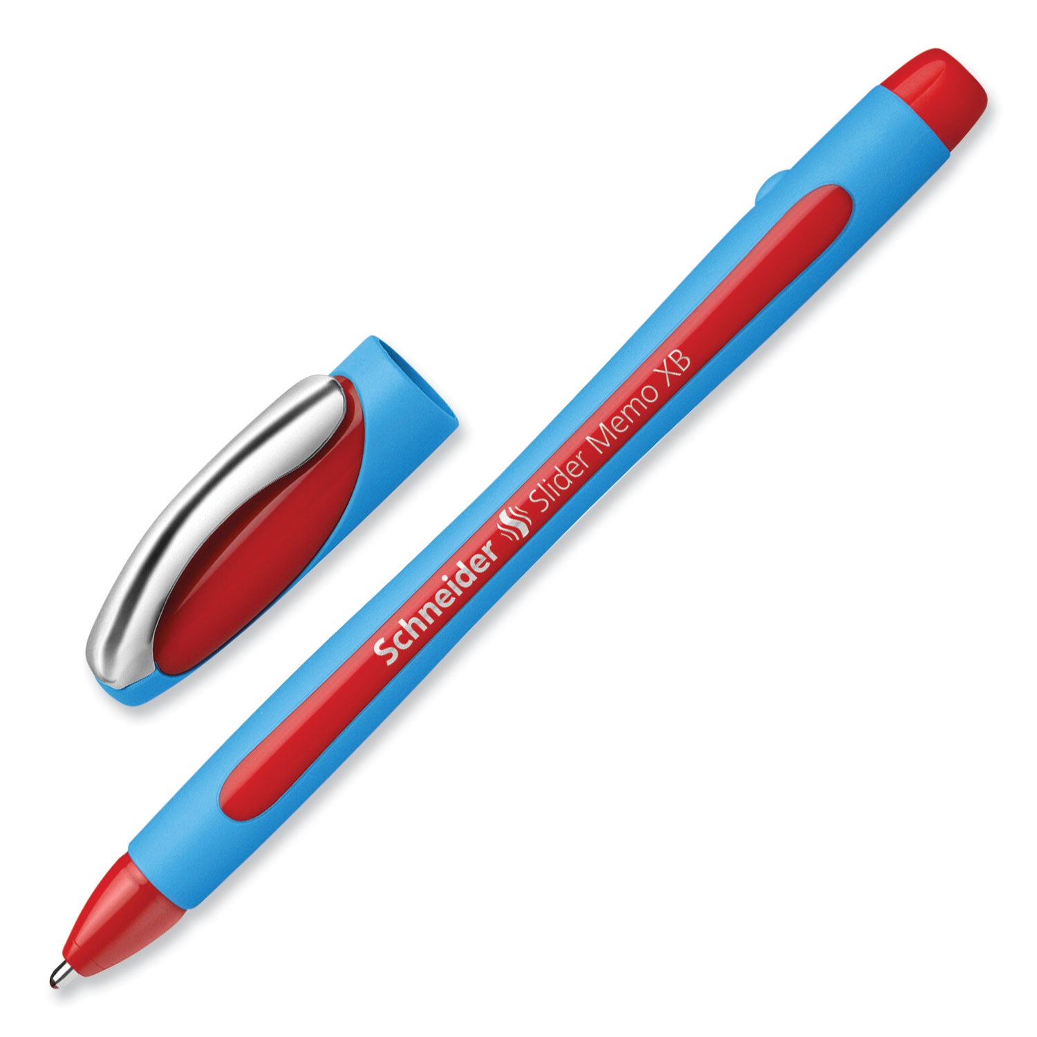 Schneider Slider Memo XB Ballpoint Pen, Stick, Extra-Bold 1.4 mm, Red Ink, Red/Light Blue Barrel, 10/Box (150202)