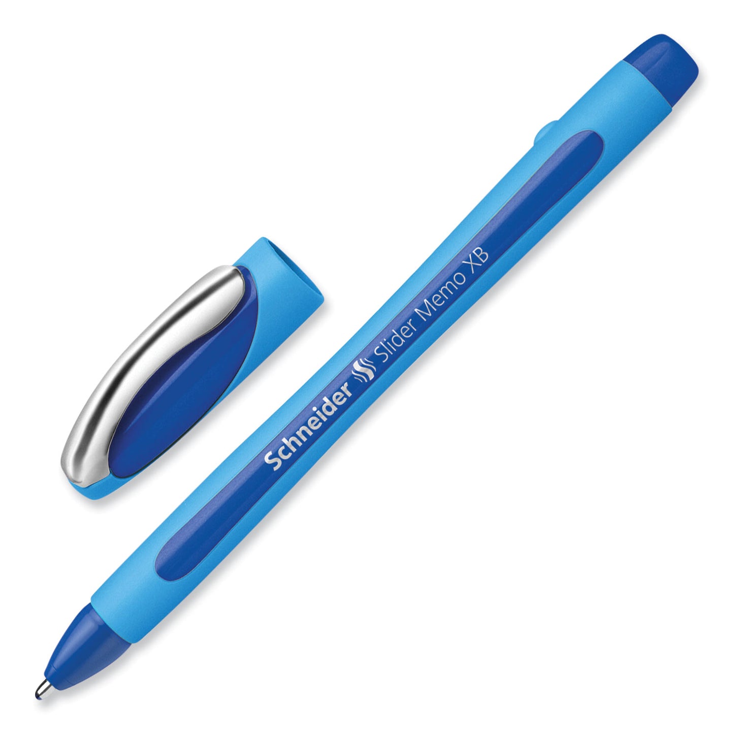 Schneider Slider Memo XB Ballpoint Pen, Stick, Extra-Bold 1.4 mm, Blue Ink, Blue/Light Blue Barrel, 10/Box (150203)