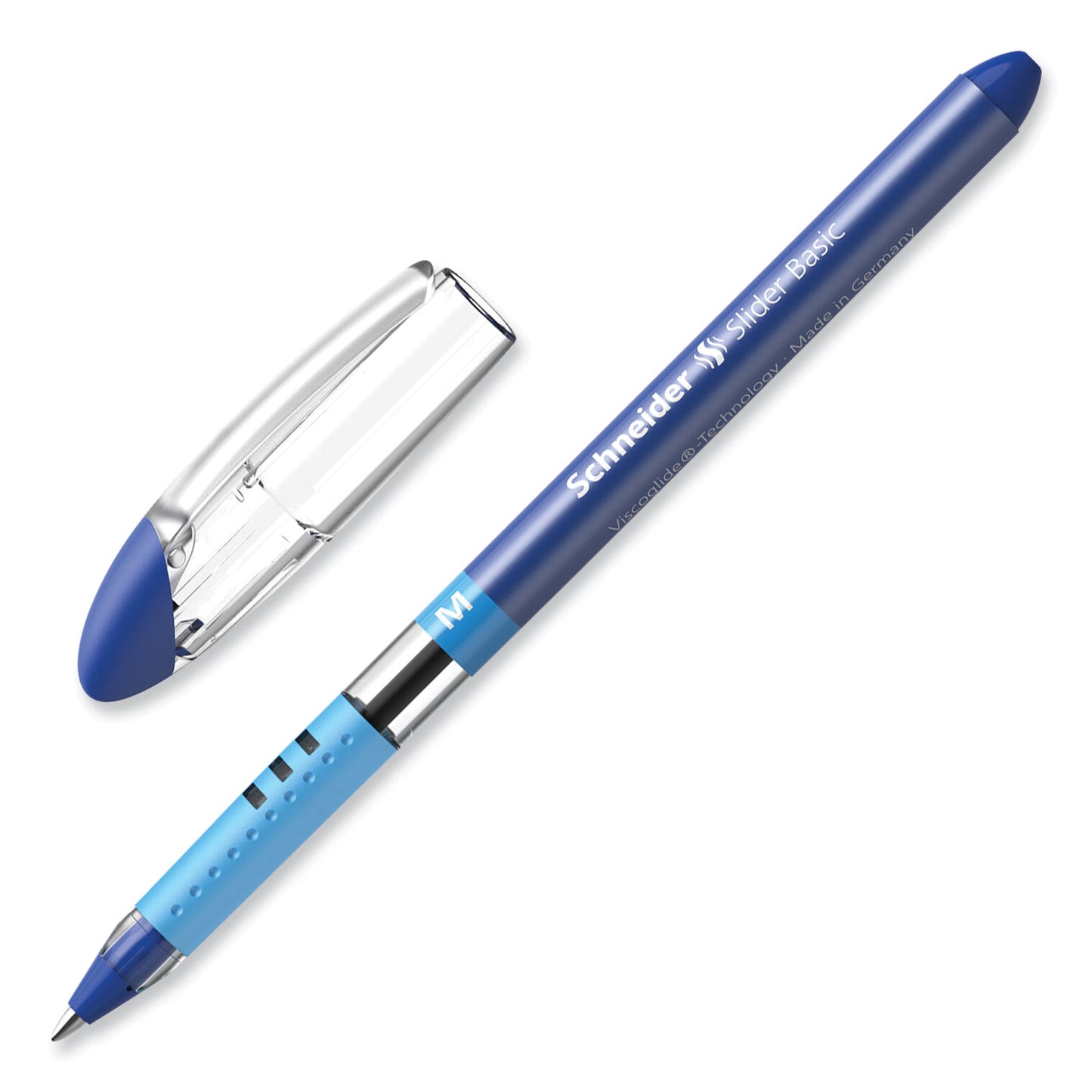 Schneider Slider Basic Ballpoint Pen, Stick, Medium 0.8 mm, Blue Ink, Blue Barrel, 10/Box (151103)