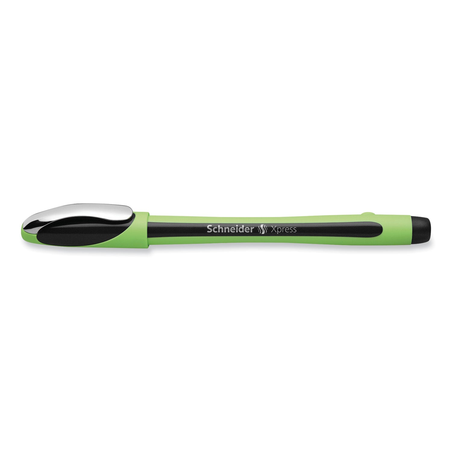 Schneider Xpress Fineliner Porous Point Pen, Stick, Medium 0.8 mm, Black Ink, Black/Green Barrel, 10/Box (190001)