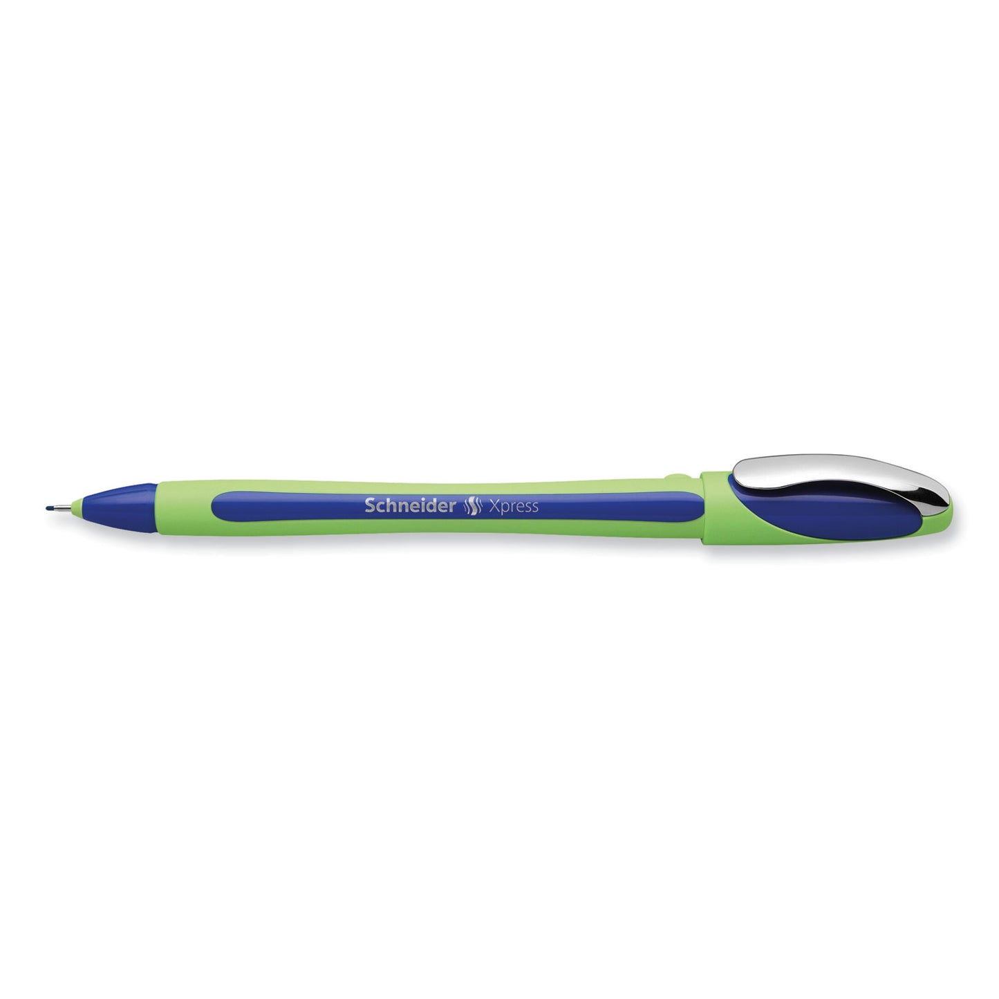 Schneider Xpress Fineliner Porous Point Pen, Stick, Medium 0.8 mm, Blue Ink, Blue/Green Barrel, 10/Box (190003)