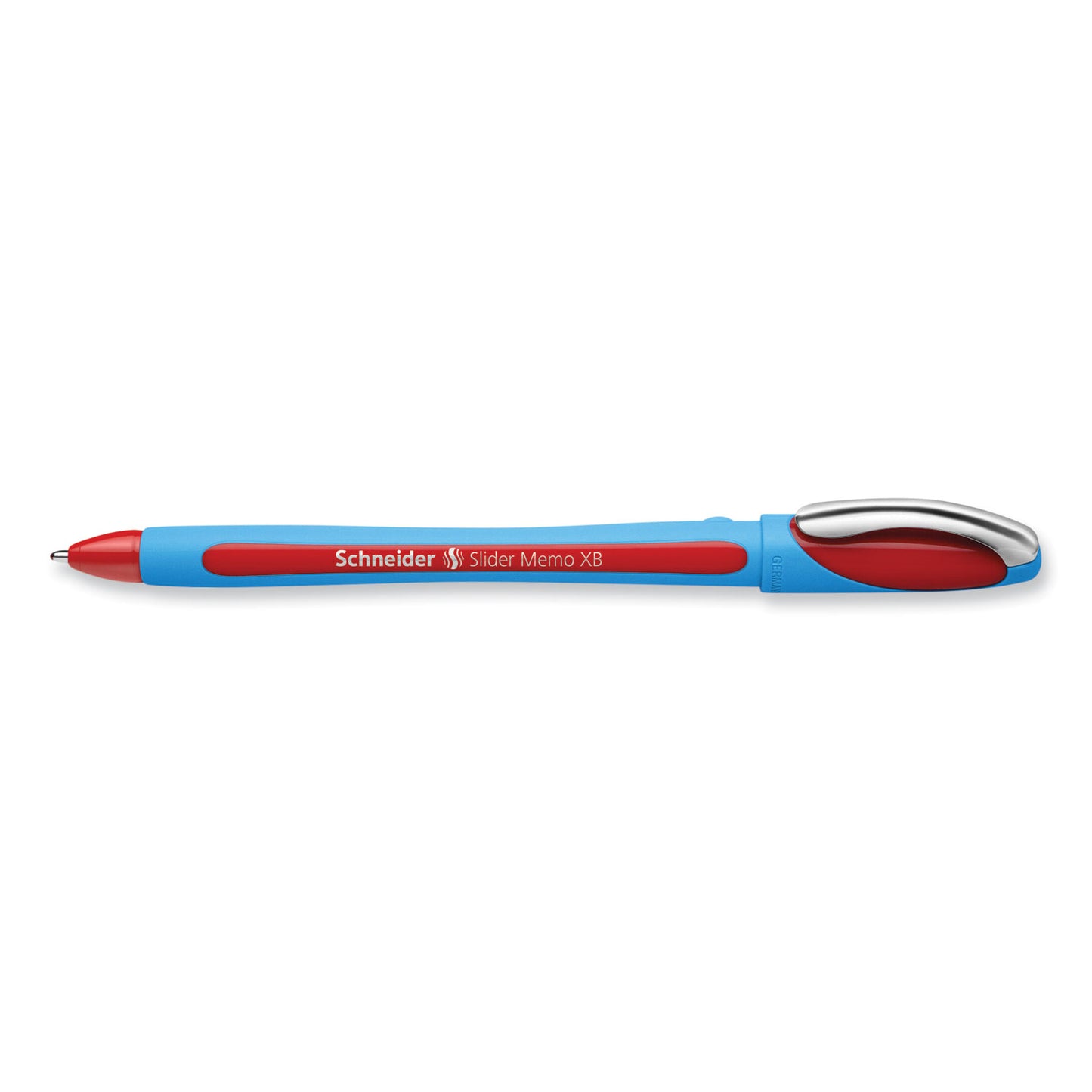 Schneider Slider Memo XB Ballpoint Pen, Stick, Extra-Bold 1.4 mm, Red Ink, Red/Light Blue Barrel, 10/Box (150202)