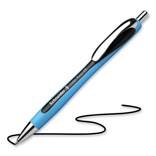 Schneider Slider Rave XB Ballpoint Pen, Retractable, Extra-Bold 1.4 mm, Black Ink, Black/Light Blue Barrel (132501)